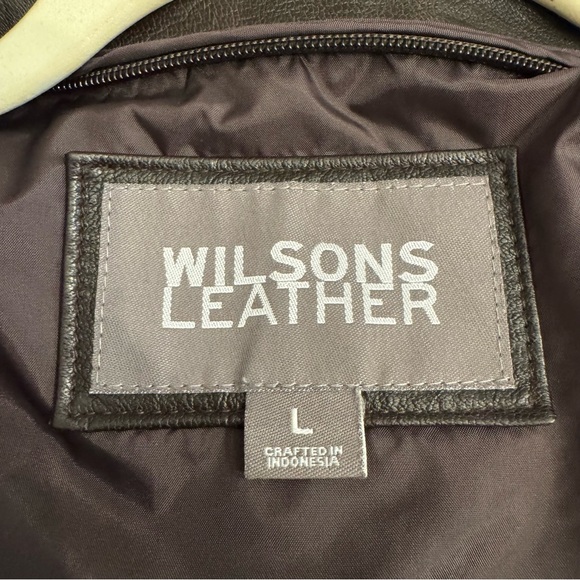 Wilsons Leather Vintage 90s Black Leather Boxy Leather Full-Zip Jacket Size L - Picture 14 of 16